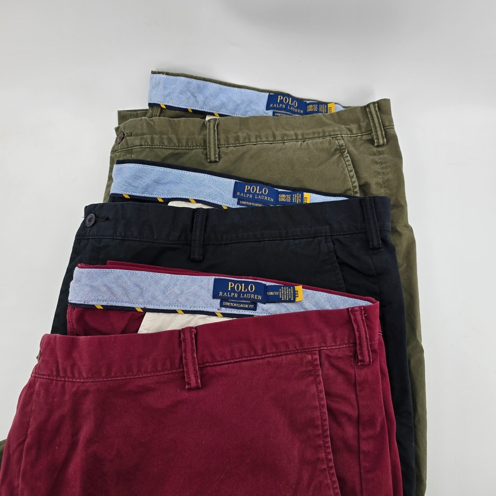 Polo Ralph Lauren Chino Pants Mens Stretch Classic Fit Multi 50Bx32 Bundle 3pk